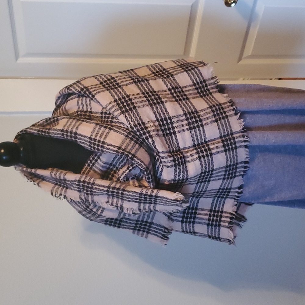 Black and Pink Plaid Blanket Scarf
